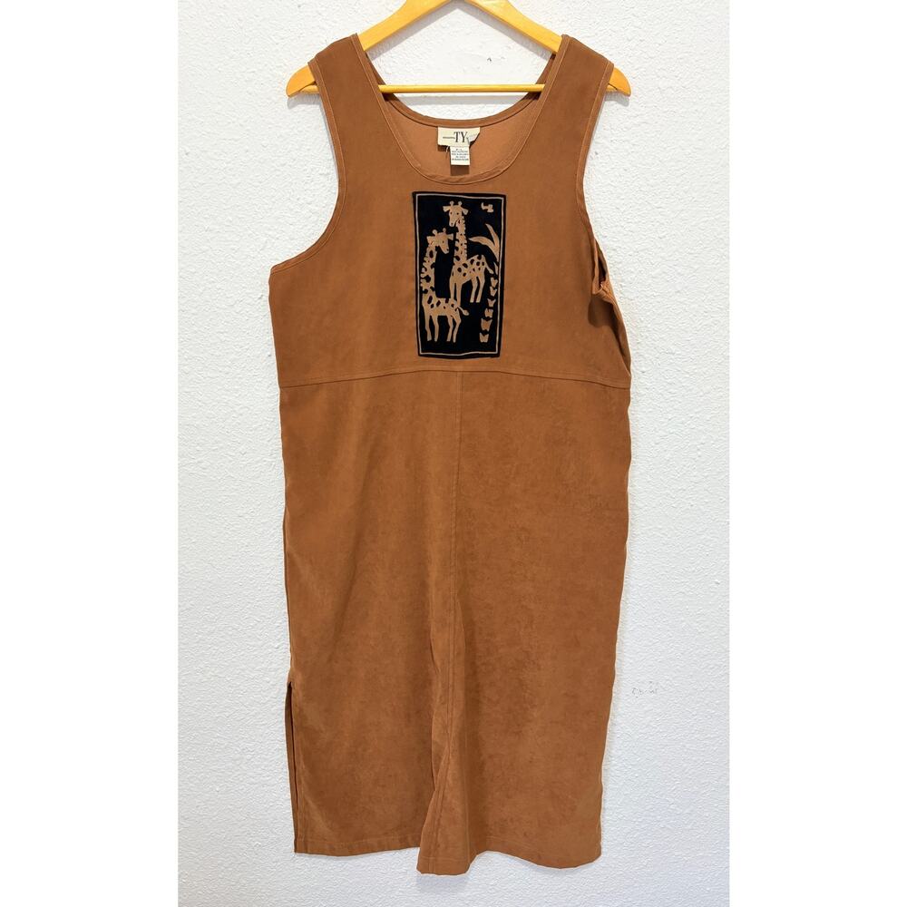 Vintage Giraffe Midi Dress 90s Funky Animal Jumper Modest Boho Festival